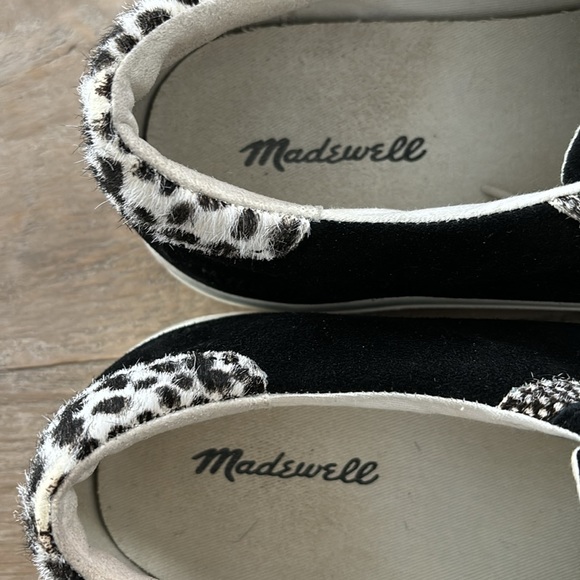 Madewell Sidewalk Leopard Fur Print Black White Vans Tennis Shoes Flats Sz 9M - Picture 8 of 10